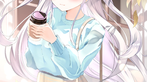 White Hair Blue Eyes Anime Girls Coffee Twintails 2894x4093 Wallpaper