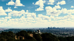 Griffith Observatory Flight Simulator City Sunset Los Angeles Sky Clouds Cityscape Video Games 3840x2160 Wallpaper