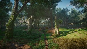 Assassins Creed Video Games Trees Video Game Art Clouds Sunlight Sky Statue CGi Nature Grass 2560x1440 wallpaper