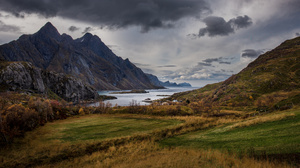 Lofoten Norway Nature Landscape Mountains Bay Sea Sky Clouds 3840x2160 Wallpaper