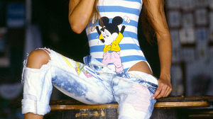 Model Actress Women Torn Jeans Mickey Mouse Looking At Viewer 2190x3144 Wallpaper