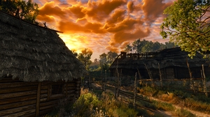 The Witcher 3 Wild Hunt Village Sunset Screen Shot 3840x2160 Wallpaper