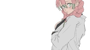 Kimetsu No Yaiba Mitsuri Kanroji Anime Anime Girls Multi Colored Hair White Background Simple Backgr 2400x2048 wallpaper
