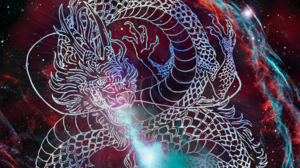 Dragon Chinese Dragon Universe Abstract Digital Art Digital Black Red Blue Fantasy Art 1500x3333 Wallpaper
