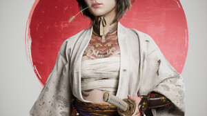 Andres Castaneda Artwork Digital Art Illustration Women Samurai CGi Vertical Short Hair Katana Women 3840x3840 Wallpaper