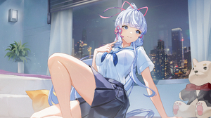 Anime Anime Girls Pixiv Genshin Impact Kamisato Ayaka Genshin Impact Blue Hair Blue Eyes Teddy Bears 3915x2597 wallpaper