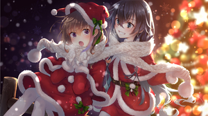 Anime Anime Girls Original Characters Two Women Artwork Digital Art Christmas Christmas Clothes Chri 1920x1080 Wallpaper