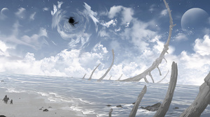 Mist XG Digital Art Fantasy Art Water Clouds Beach Bones 3000x1438 wallpaper