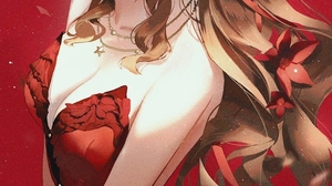 Women Long Hair Final Fantasy Aerith Gainsborough Red Dress Anime Anime Girls Bare Shoulders Portrai 923x2000 Wallpaper