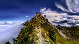 Switzerland Bernese Alps Sky Cloud 4741x2109 Wallpaper