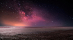 Crimea Lagoon Milky Way Stars Syvash 3840x1968 Wallpaper