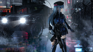 Anime Anime Girls HK416 Girls Frontline Girls Frontline Seymour Rain Car 5000x2812 Wallpaper