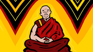 Dalai Lama Buddhism Men Monks Meditation Bald Caricature Artwork Closed Eyes Digital Art 1280x854 Wallpaper