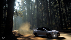 Nature Car Vehicle Drift Forest Rally Video Games Gran Turismo 7 Mitsubishi Side View Headlights Tre 3840x2160 wallpaper