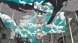 Anime Anime Girls Original Characters Whale 2100x1080 Wallpaper