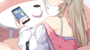 Pink Eyes Anime Girls Vertical Phone Moles Mole Under Eye Coffee 2894x4093 Wallpaper
