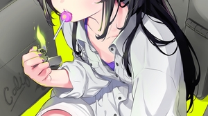 Original Characters Lighter Anime Girls Portrait Display Lollipop Long Hair Looking At Viewer Multi  862x1280 Wallpaper