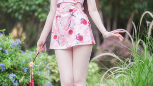 Asian Brunette High Heels Outdoors Cheongsam 3266x5124 Wallpaper