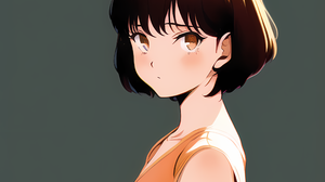 Novel Ai Anime Girls Simple Background Minimalism Brunette Brown Eyes 2560x2560 Wallpaper