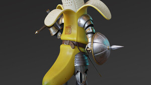 Ma Chui Chui CGi Warrior Knight Bananas Armor Sword Simple Background Portrait Display Minimalism Di 1920x1920 Wallpaper