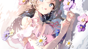 Anime Anime Girls Anmi Portrait Display Lying Down Lying On Side Flowers Water Ripples Water Drops L 2536x3379 Wallpaper
