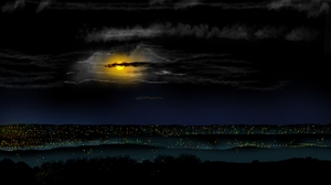 Digital Painting Digital Art City Night Moon Skyline 1920x1080 Wallpaper