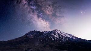 Photography Nature Night Nightscape Landscape Peak Stars Milky Way Snow Volcano 6000x6000 Wallpaper