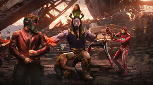 Thanos Star Lord Doctor Strange Drax The Destroyer Mantis Marvel Comics Spider Man Iron Man 6000x2747 Wallpaper