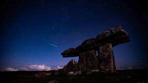 Dolmen Ruins Night Architecture Prehistoric Starry Night Stars Sky Rocks Clouds 1920x1170 Wallpaper