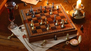 Still Life Candle Pocket Watch Chess Board 2500x1674 wallpaper