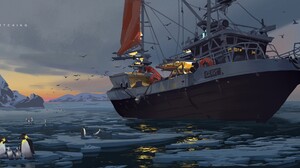 Ice Penguin Ship 2100x1080 Wallpaper