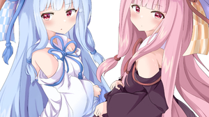 Anime Anime Girls Vocaloid Kotonoha Aoi Kotonoha Akane Blue Hair Pink Hair Long Hair Twins Artwork D 4000x3350 Wallpaper