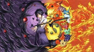 Naruto Shippuuden Uzumaki Naruto Uchiha Sasuke Rinnegan Anime Boys Manga Sharingan Fire Bijuu 1920x1080 Wallpaper