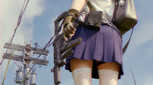Anime Girls Artwork Digital Art School Uniform Schoolgirl Gun Mask 960x1306 Wallpaper