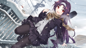 Anime Girls Winter Coat Winter Snow Smile Headband Scarf Sword Art Online Pointy Ears 1920x1080 Wallpaper