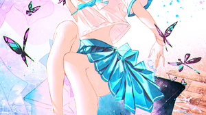 Anime Anime Girls Pixiv Portrait Display Schoolgirl School Uniform Butterfly Feet Looking At Viewer  1200x2061 Wallpaper