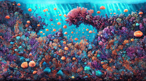 Underwater Digital Art Fish Jellyfish Algae Coral Coral Reef In Water Nature 1920x1080 Wallpaper