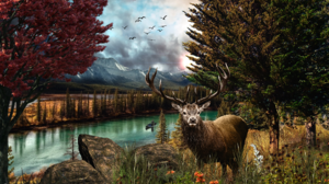 Animal Buck Deer Forest Landscape Mountain 2000x1200 Wallpaper