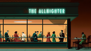 Ai Art Illustration Diner Cafe Night People Neon 3060x1721 wallpaper