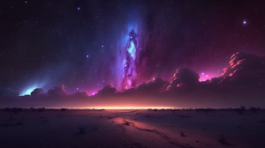 Ai Art Clouds Nebula Stars Purple Starry Night Sky Night 3136x1792 Wallpaper