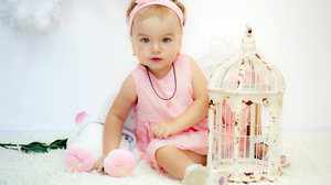 Baby Birdcage Blue Eyes Girl Stuffed Animal 4800x3000 Wallpaper