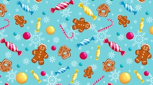 Candy Cane Gingerbread Man Candy Pattern Minimalism Sweets Christmas Snowflakes 6000x4000 Wallpaper