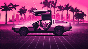 Amber Heard Car Delorean Hotline Miami Retro Wave Sport Car 3840x2240 Wallpaper