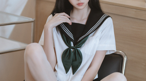 Women Asian Sailor Uniform Xu Lan 4480x6720 wallpaper