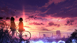 Bike Sunset Sky 3000x1718 Wallpaper
