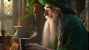 Ai Art Illustration Vertical Wizard Wizards Hat Sitting Beard 2450x4706 Wallpaper