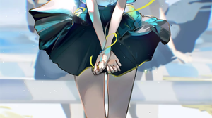 Anime Anime Girls Hatsune Miku Vocaloid Portrait Display Twintails Rear View Long Hair Japanese Scho 1510x3500 wallpaper