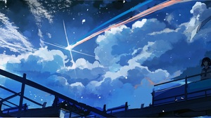 Anime Anime Girls Axle Artwork Sailor Uniform Shooting Stars 3500x1313 Wallpaper