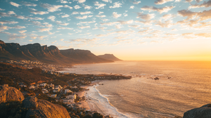 Nature Landscape Mountains Clouds Sky Town Coast Waves Water Far View Sea Cape Town South Africa 3840x2160 Wallpaper