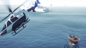 Grand Theft Auto V Screen Shot Grand Theft Auto Video Games CGi Water Helicopters Aircraft Boat Vide 2560x1080 wallpaper